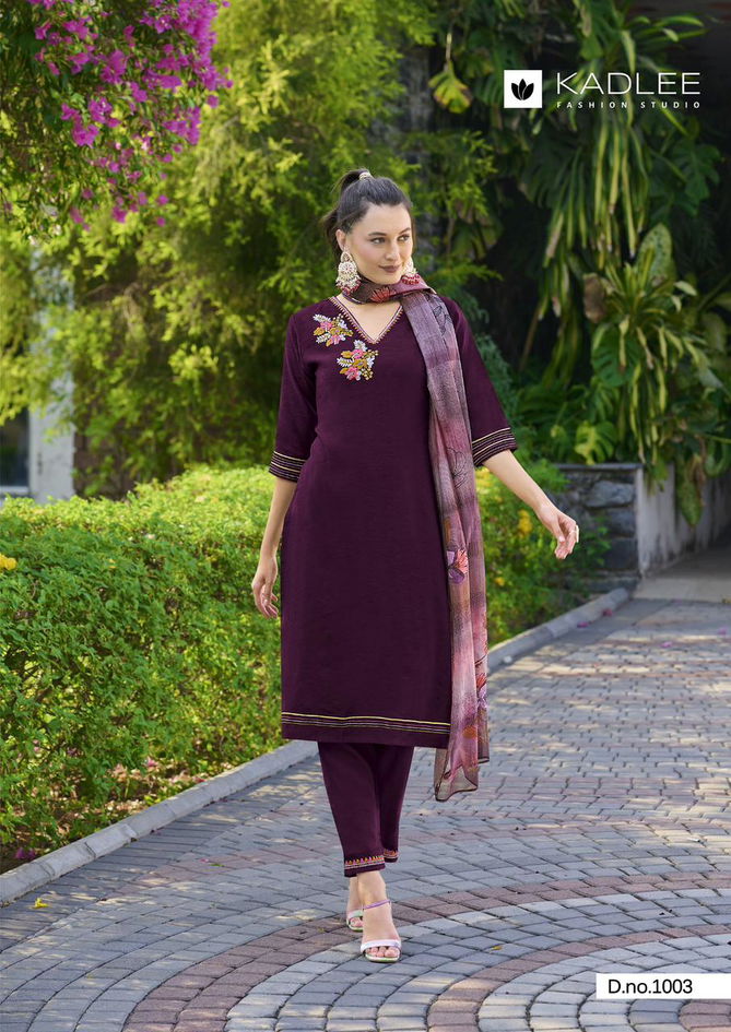 Nazakat By Kadlee Viscose Weaving Designer Kurti With Bottom Dupatta Wholesale Price In Surat